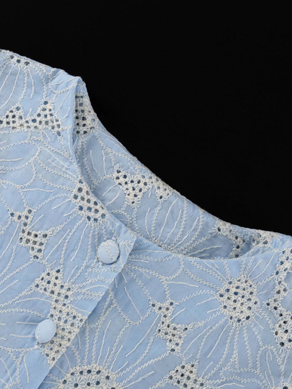 Embroidered Flounce Sleeve Blouse