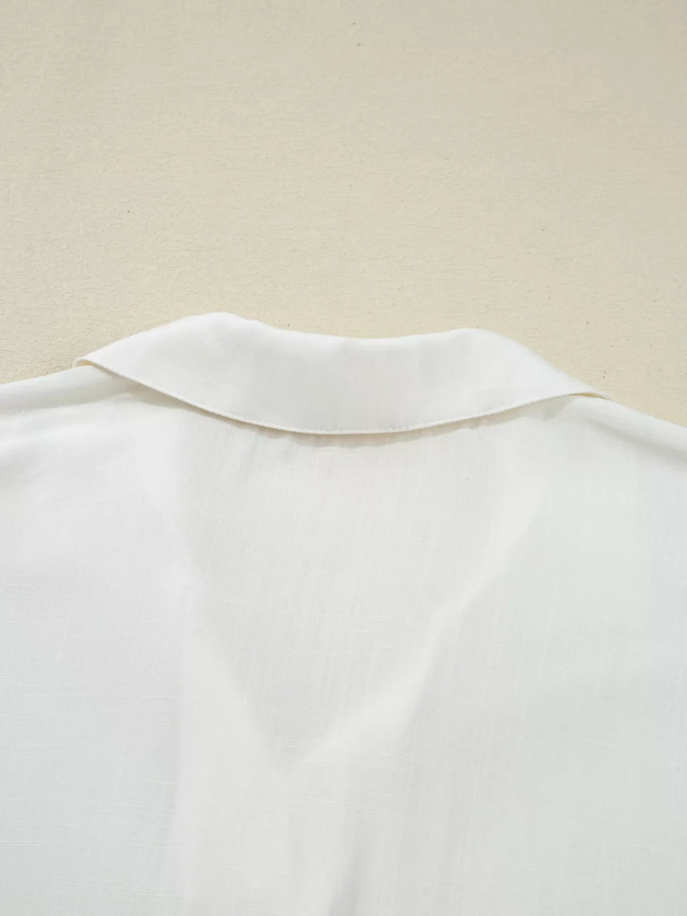 Ruffle Elastic Cuffs Puffy Long Sleeve Button Down Shirt