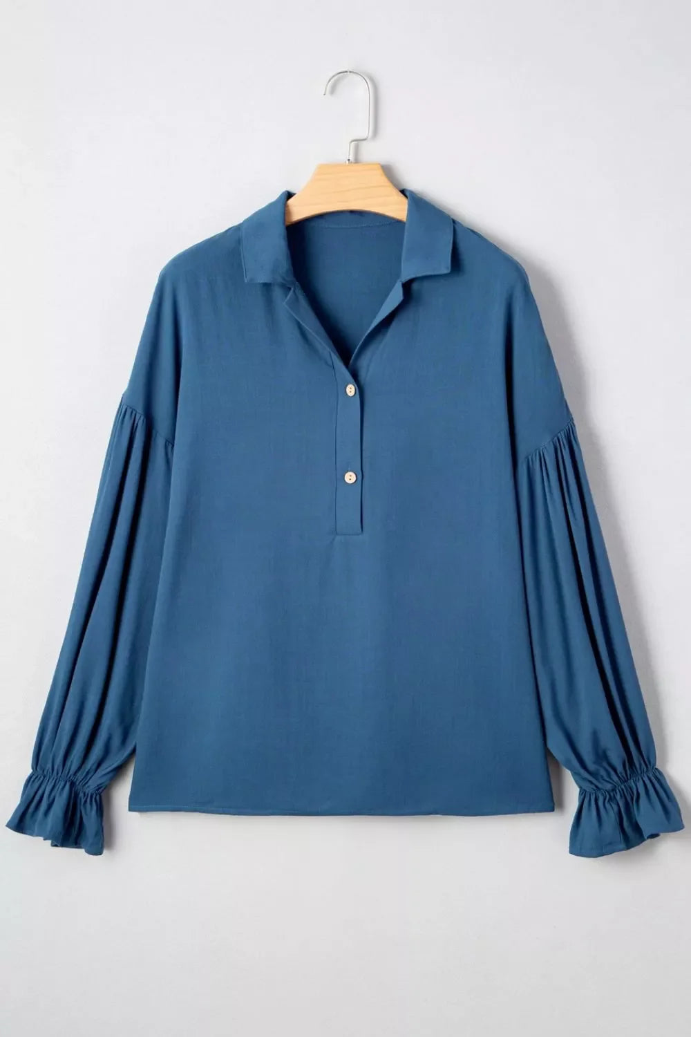Button Detail Flounce Sleeve Blouse