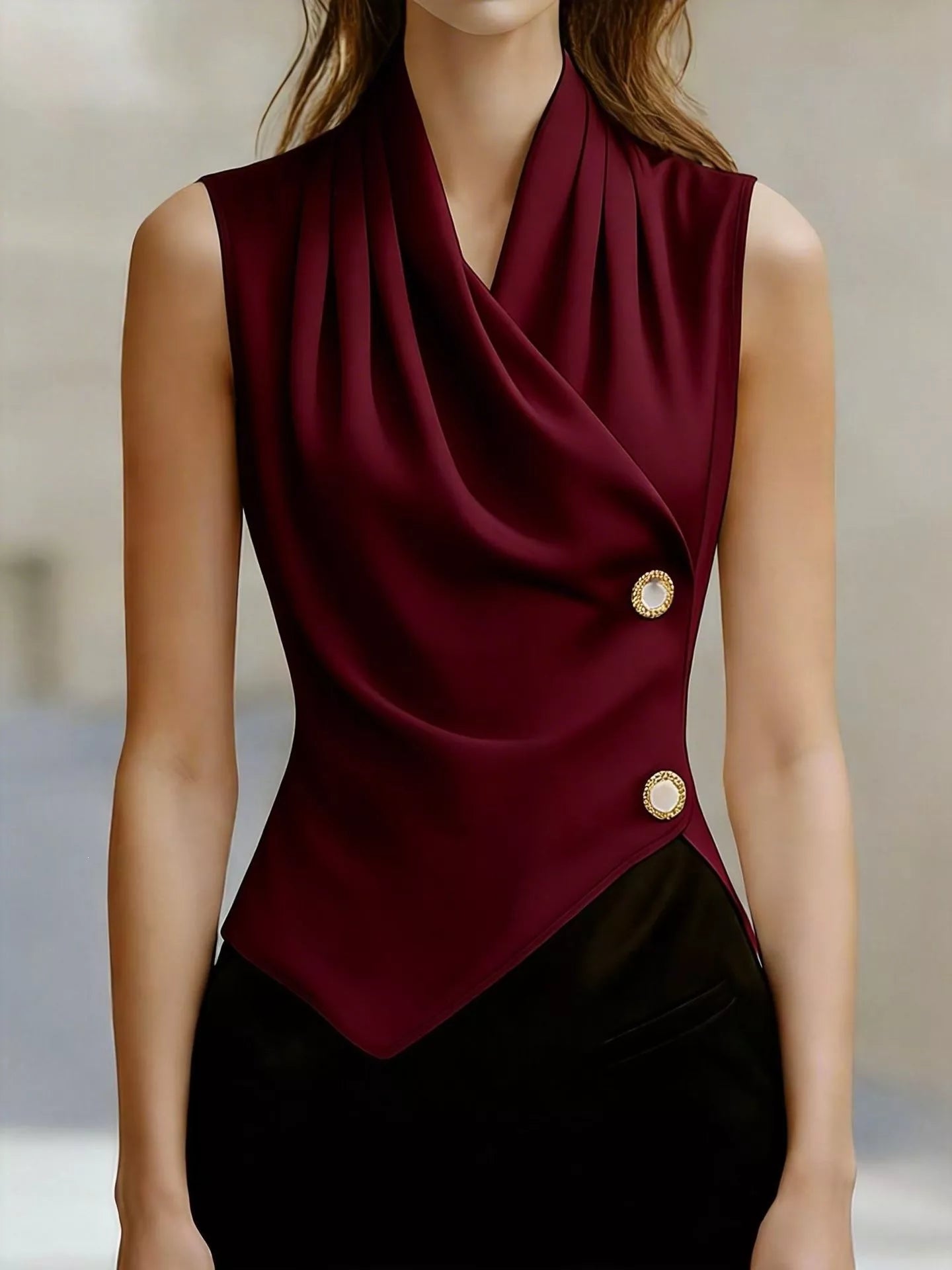Draped Asymmetrical Tank Top