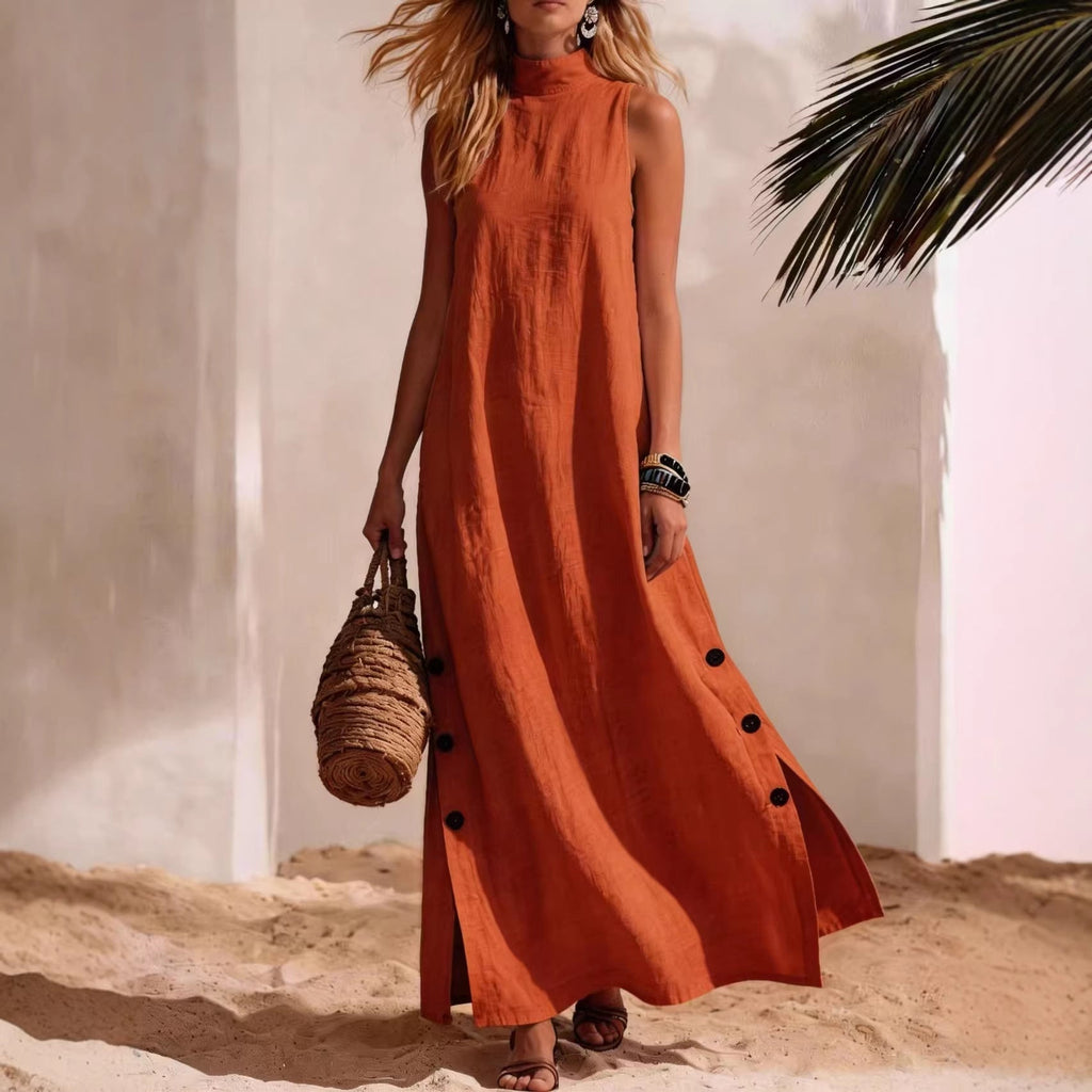 Sleeveless Midi Dress – Side Slits & Loose Fit