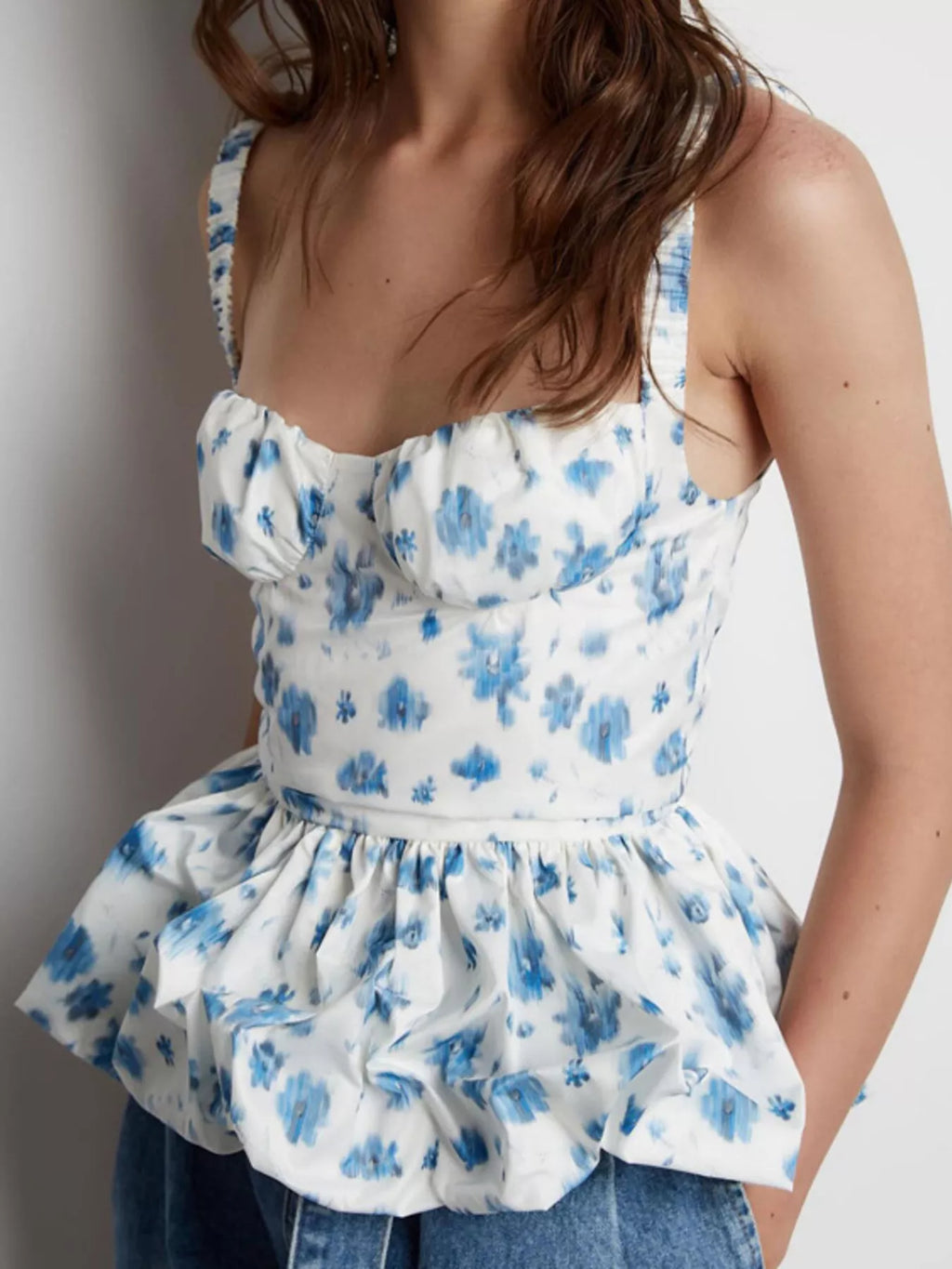 Floral Print Ruffle Hem Tank