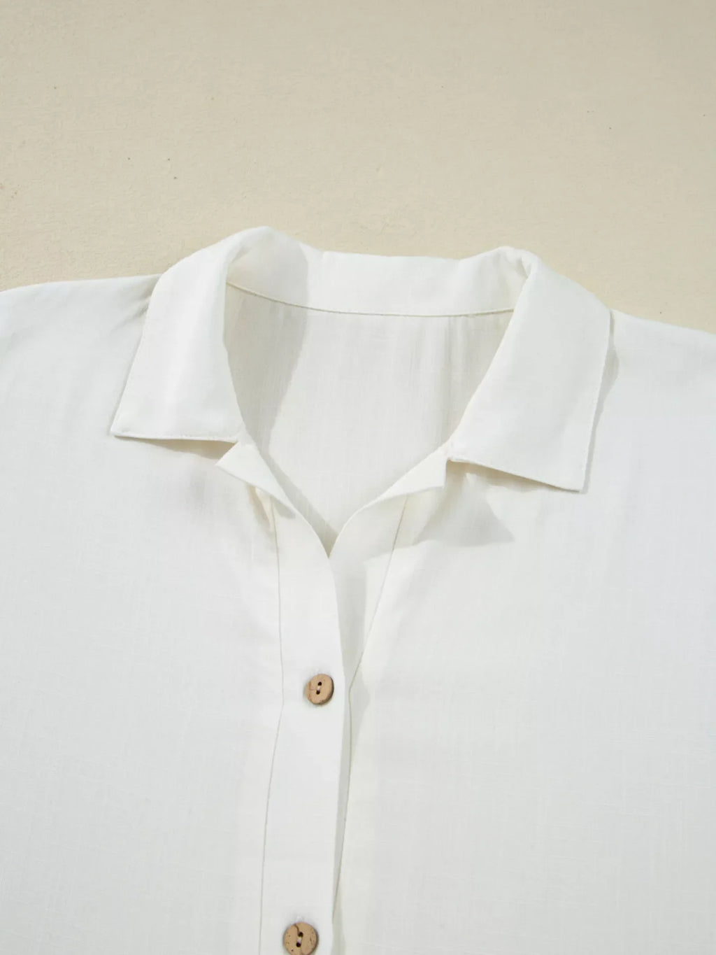Ruffle Elastic Cuffs Puffy Long Sleeve Button Down Shirt