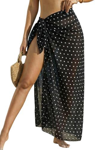 Sheer Chiffon High-Slit Swim Cover-Up Dress – Floral Print, One Size