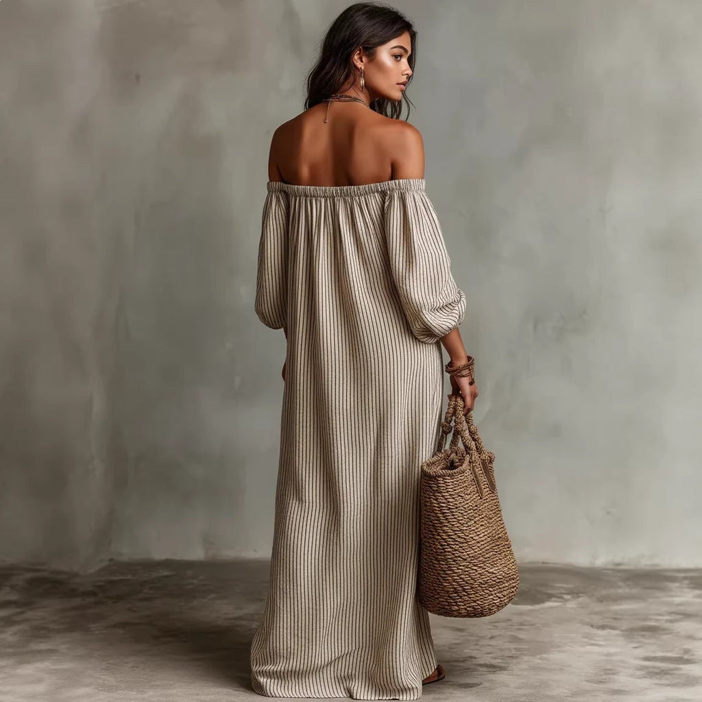 Women's Off-Shoulder Long-Sleeve Maxi Dress