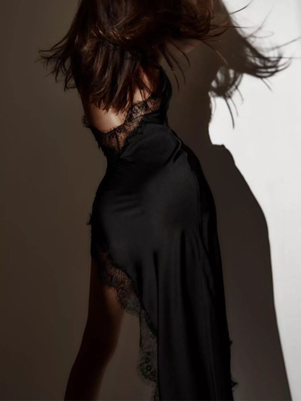 Lace Detail Split Spaghetti Strap Dress