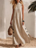 Sleeveless Midi Dress – Side Slits & Loose Fit