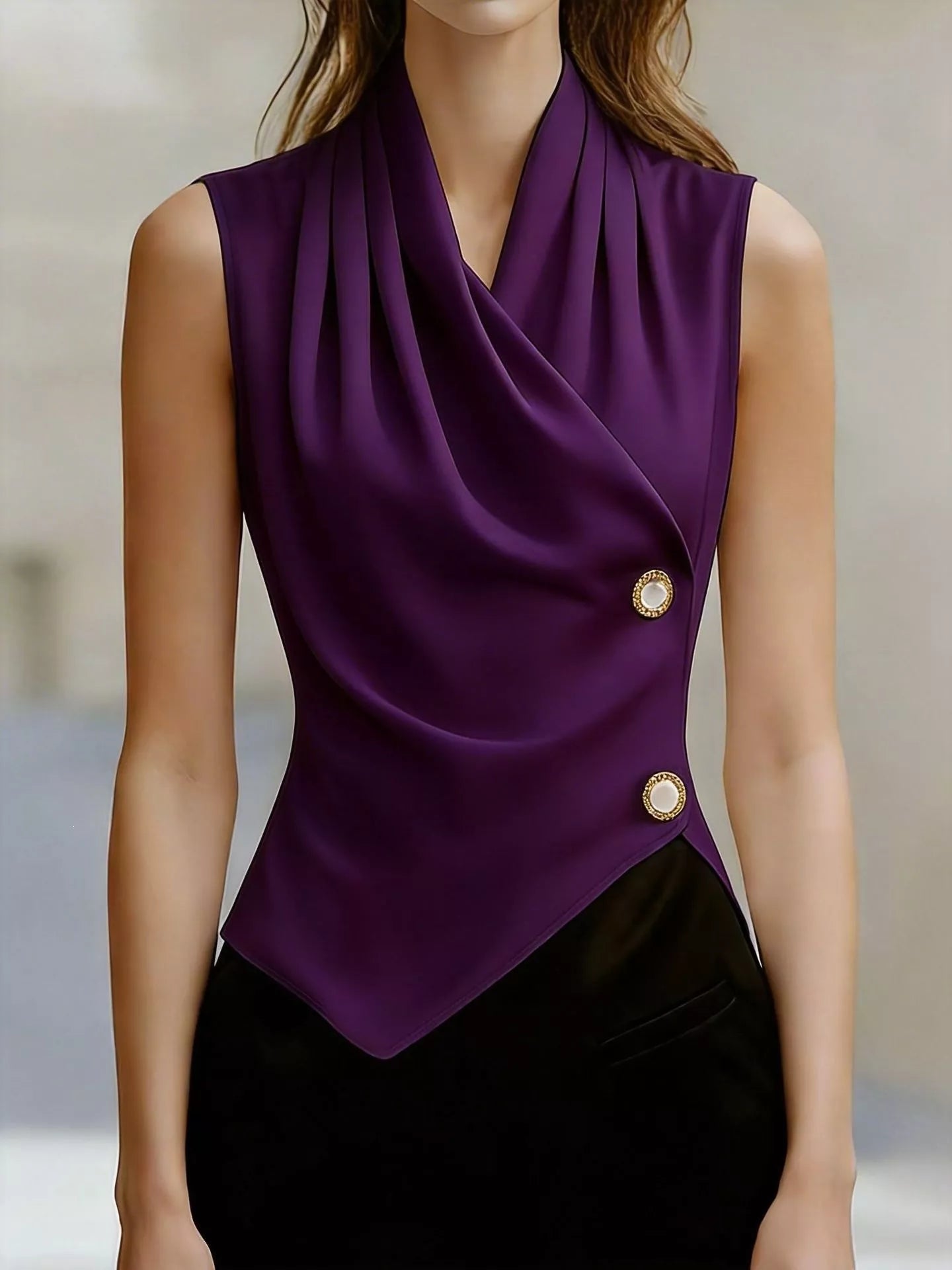 Draped Asymmetrical Tank Top