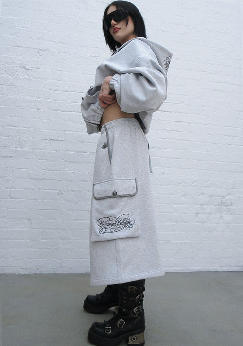 COMMAND OVERSIZED CARGO SWEATSHORTS GREY MARL