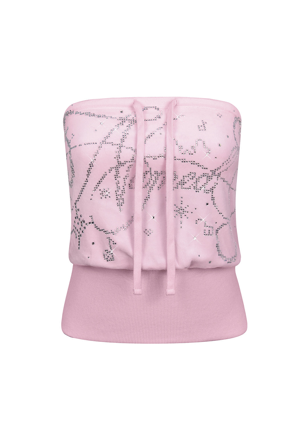 DREAMER RHINESTONE VELOUR TUBE TOP BABY PINK