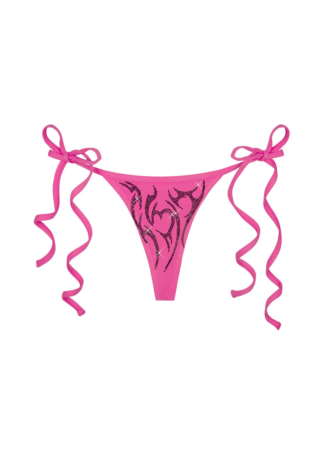 EDGE RHINESTONE THONG BIKINI BOTTOMS HOT PINK