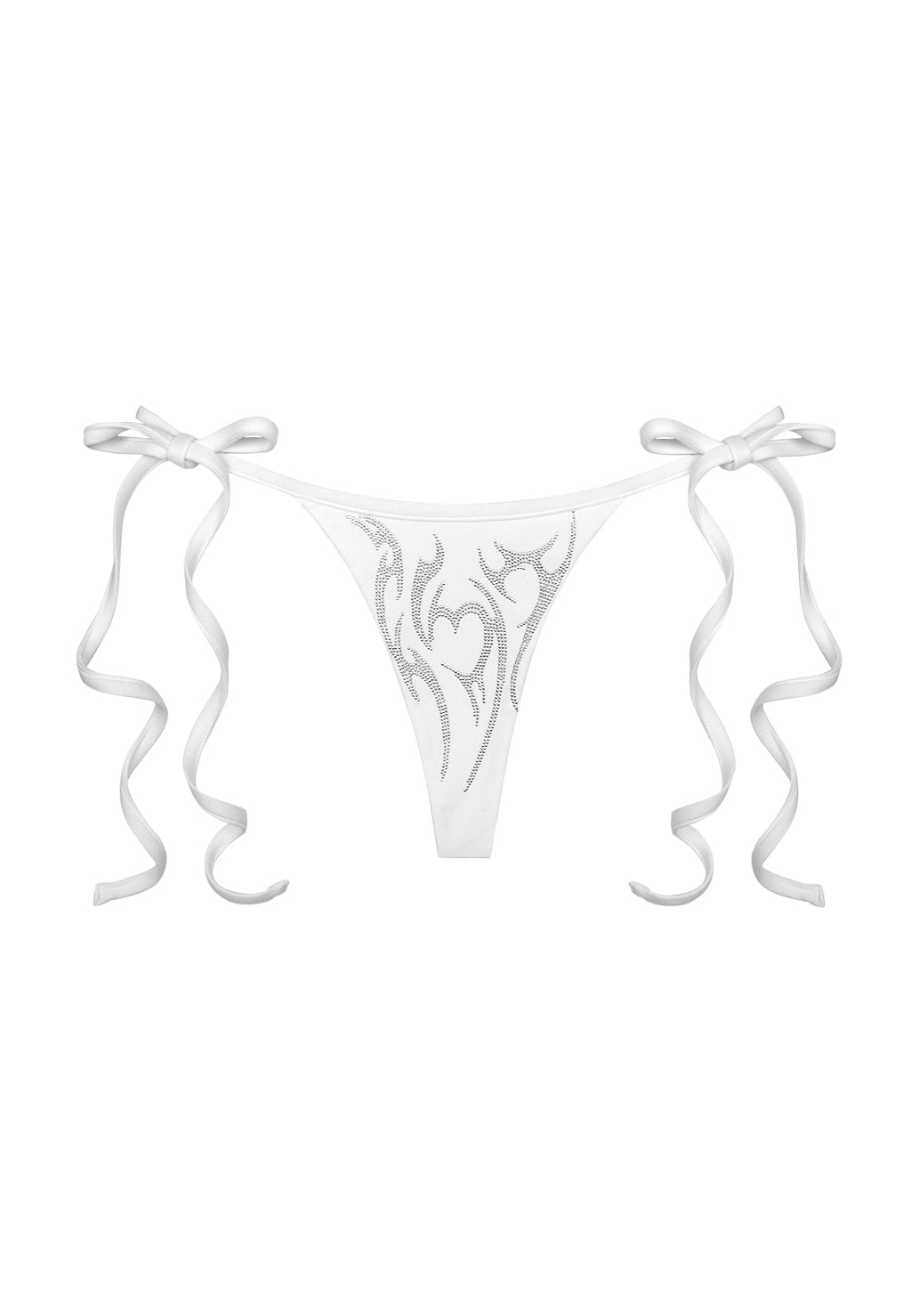 EDGE STUDDED THONG BIKINI BOTTOMS WHITE
