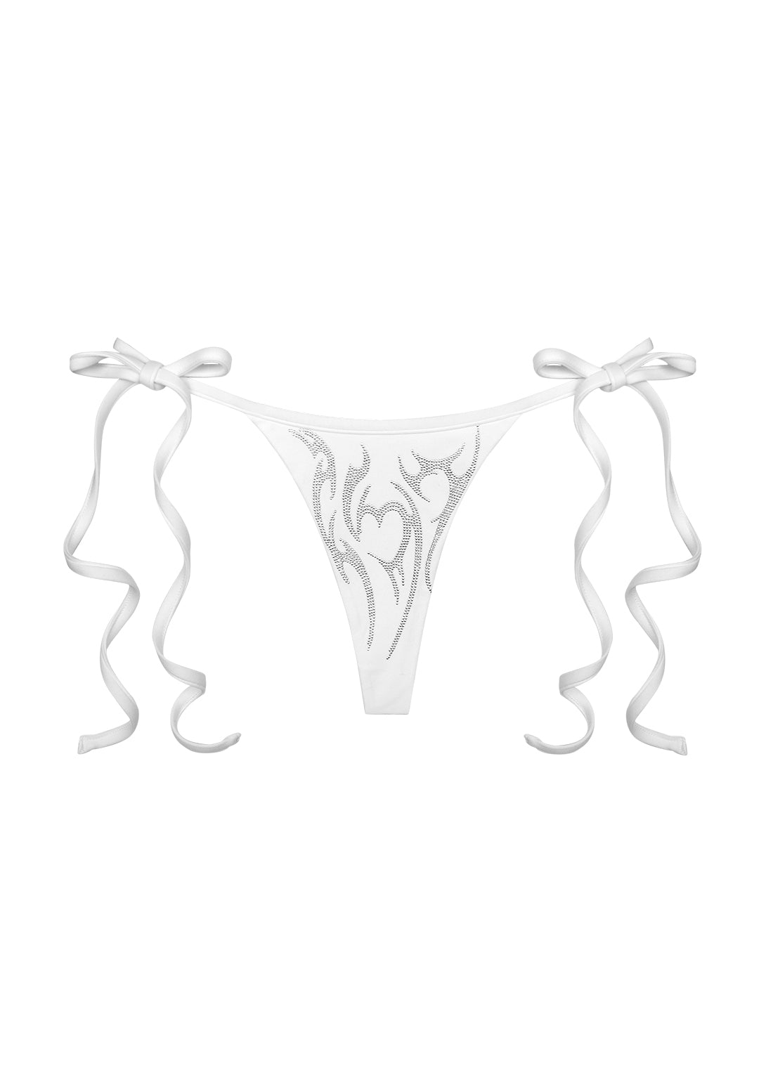 EDGE STUDDED THONG BIKINI BOTTOMS WHITE