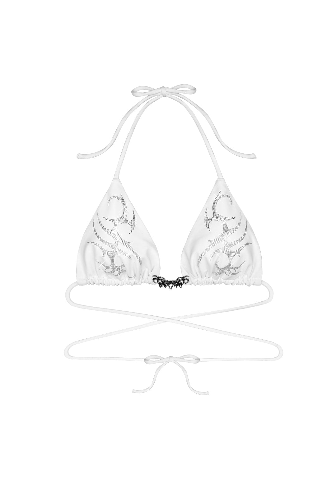 EDGE STUDDED TRIANGLE BIKINI TOP WHITE