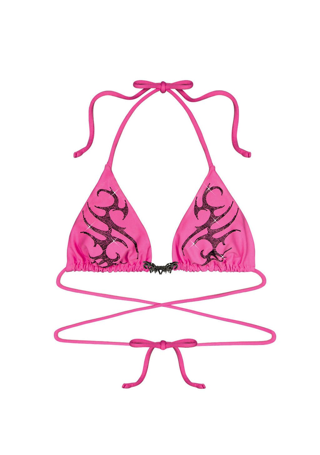 EDGE RHINESTONE TRIANGLE BIKINI TOP HOT PINK