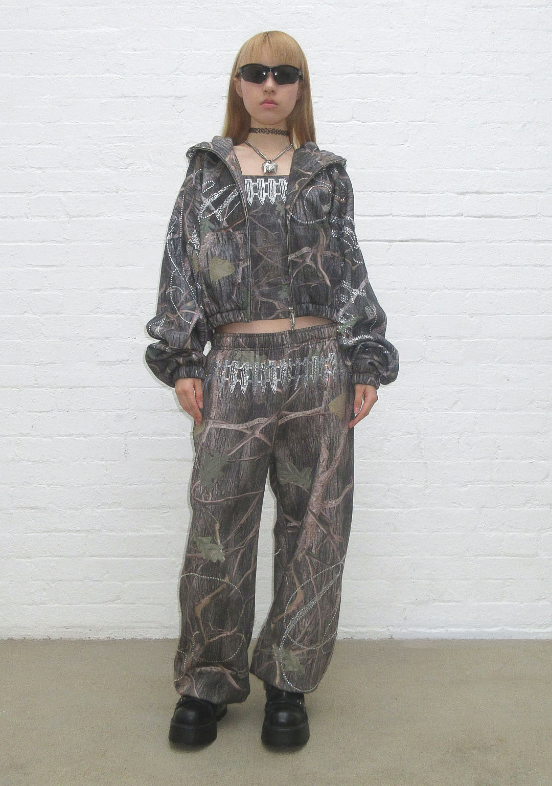 ENEMY RHINESTONE SWEATPANTS TREE CAMO