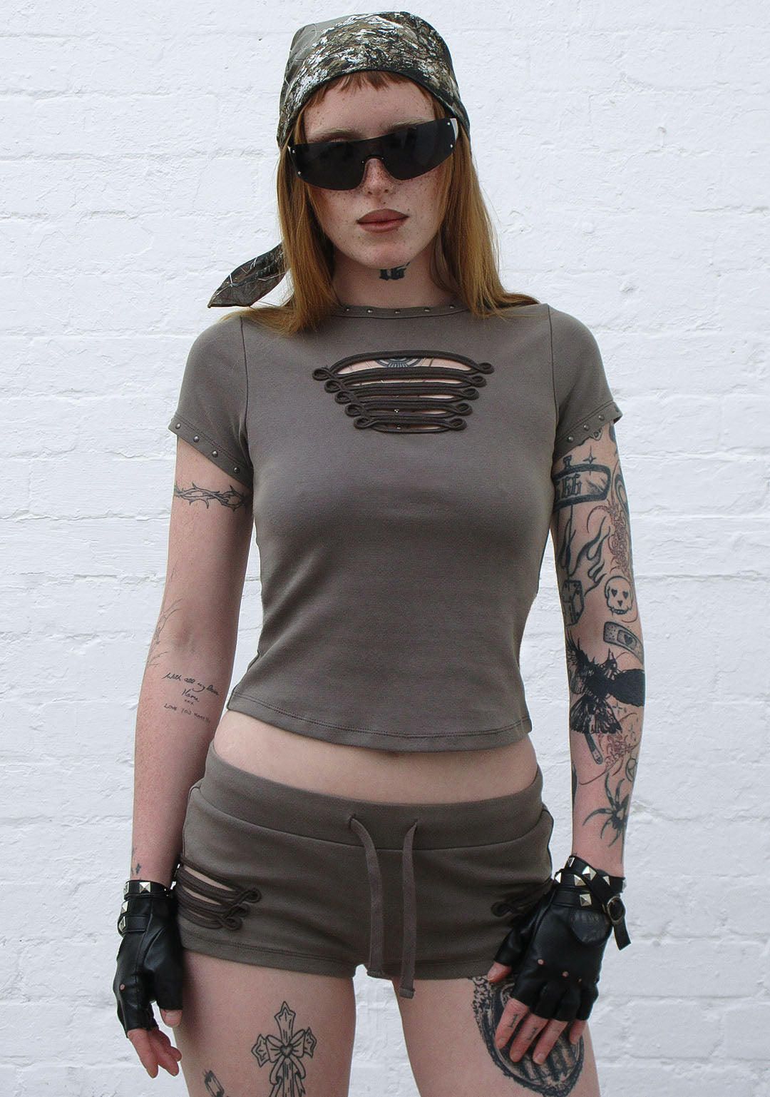 ENIGMA MILITARY SCULPT BABY TEE WASHED ARMY GREEN