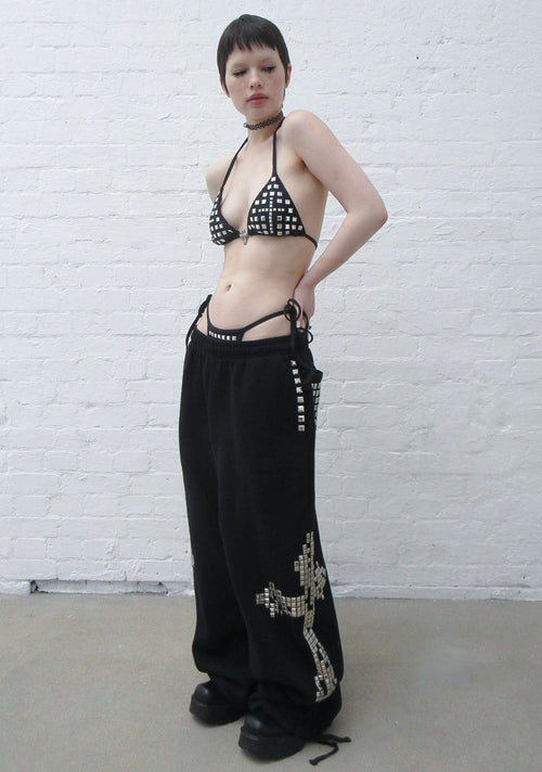 FAITHFUL STUDDED OVERSIZED SWEATPANTS BLACK