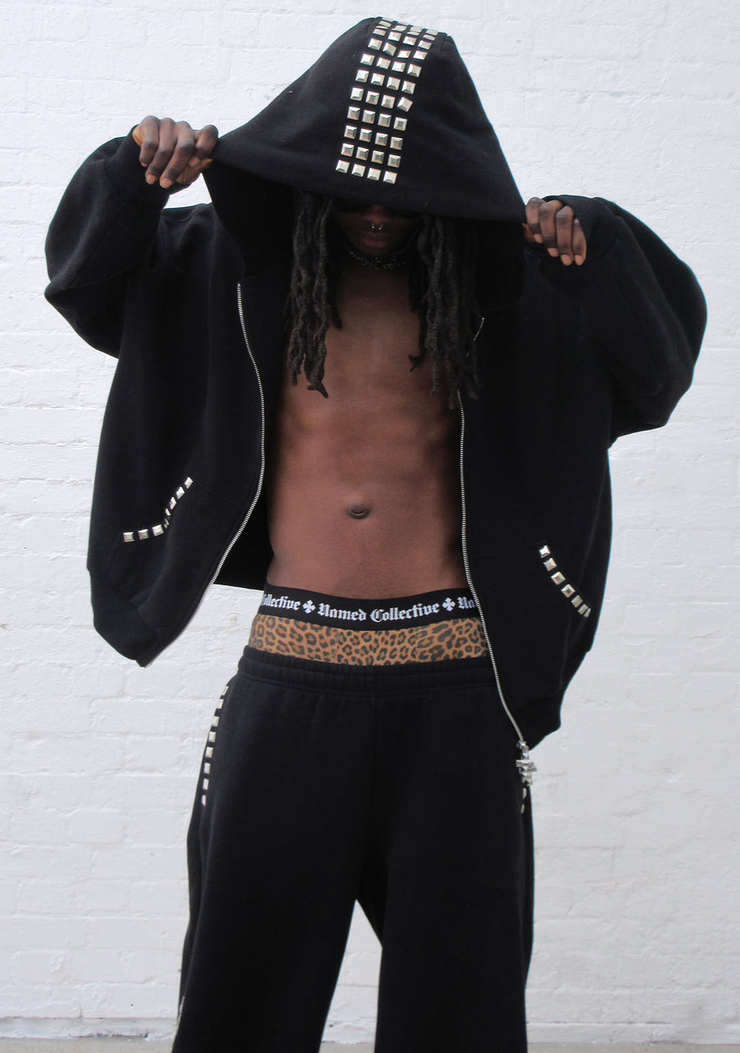 FAITHFUL STUDDED ZIP HOODIE BLACK