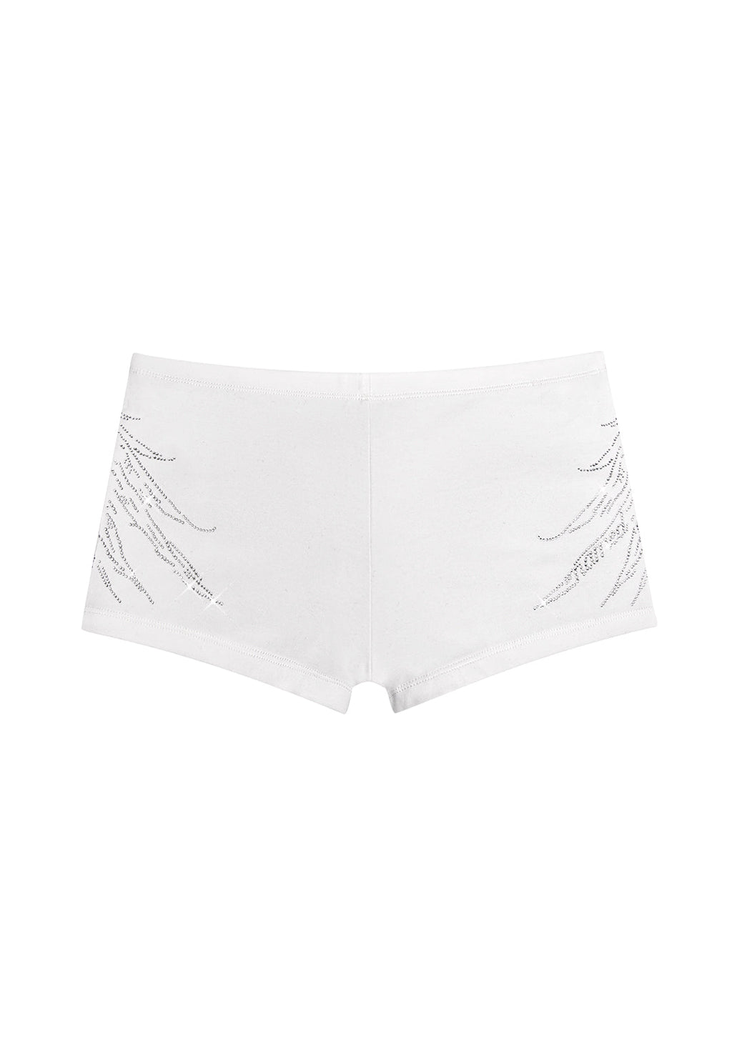 FALLEN RHINESTONE MICRO HOTPANT SHORTS WHITE