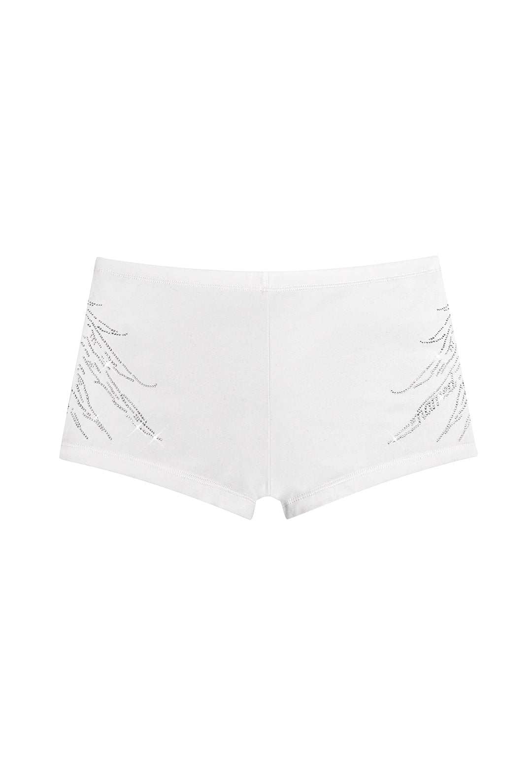 FALLEN RHINESTONE MICRO HOTPANT SHORTS WHITE