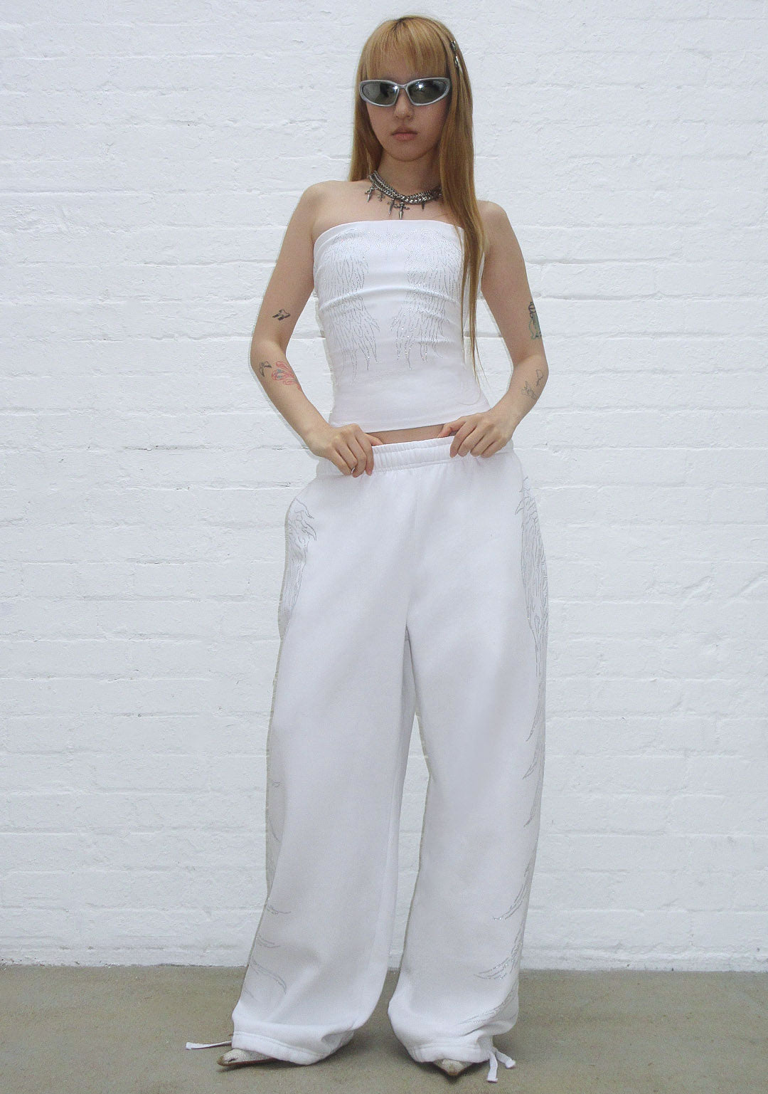 FALLEN RHINESTONE TUBE TOP WHITE