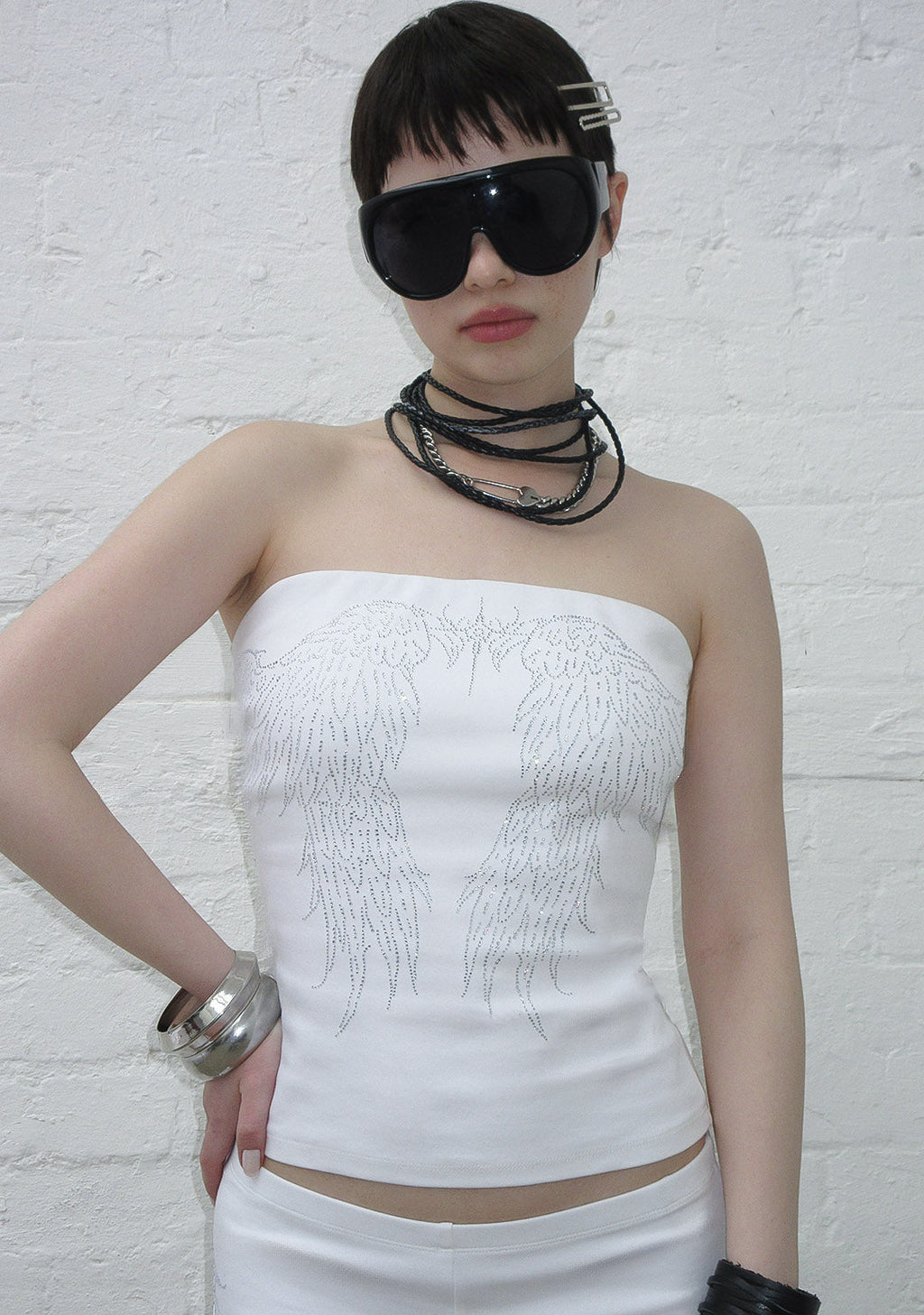 FALLEN RHINESTONE TUBE TOP WHITE