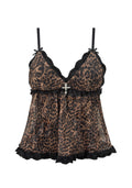 FERAL SHEER MESH CAMI TOP LEOPARD