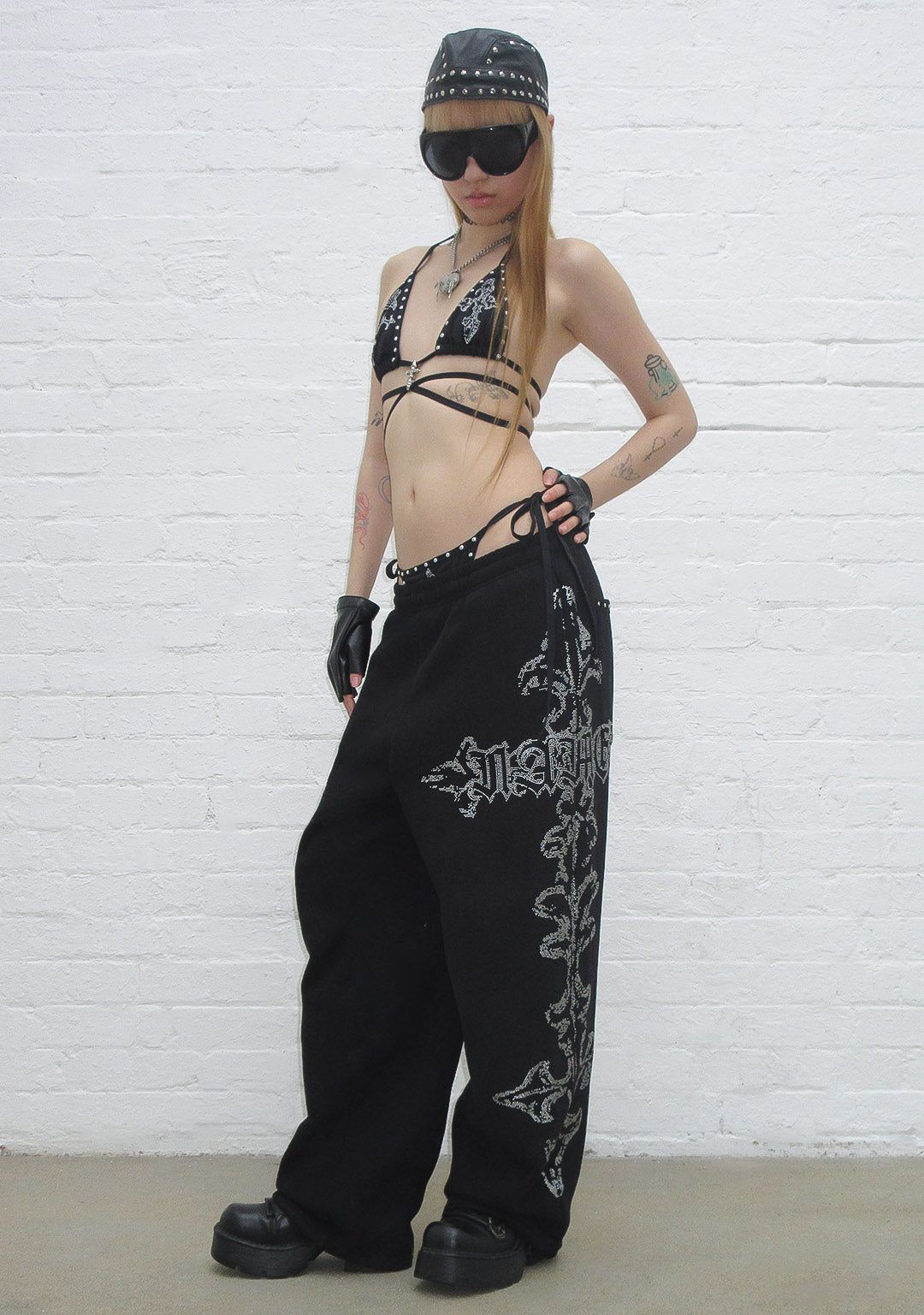 FERAL STUDDED BIKINI BOTTOMS BLACK