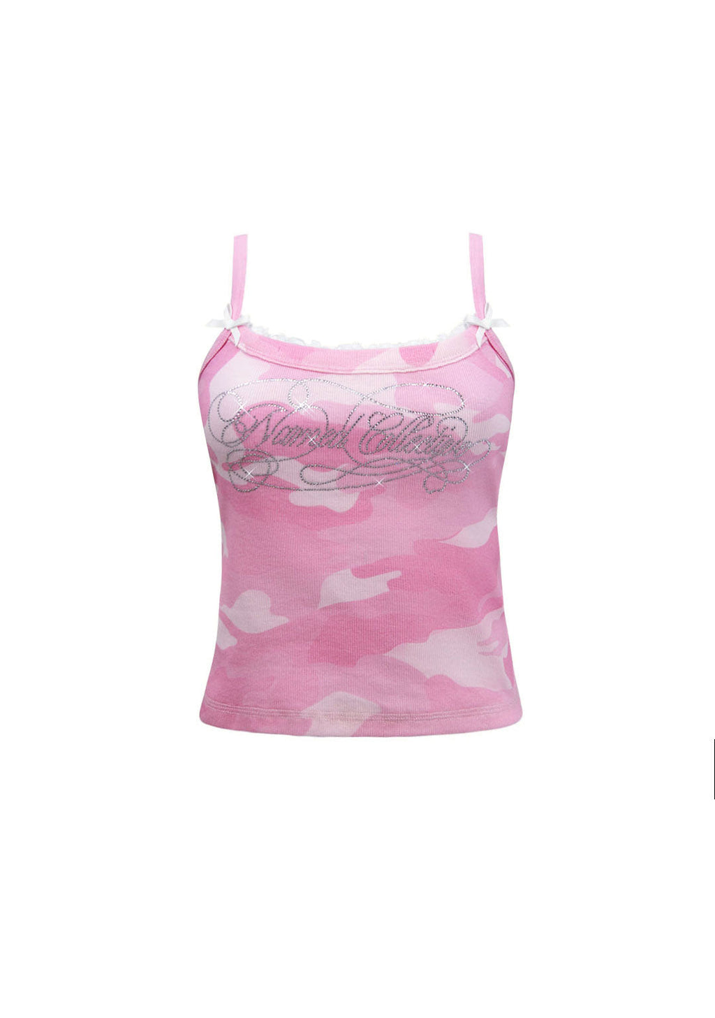 HUSH MESH BACK FITTED CAMI TOP PINK CAMO