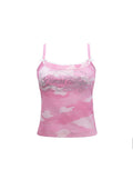 HUSH MESH BACK FITTED CAMI TOP PINK CAMO