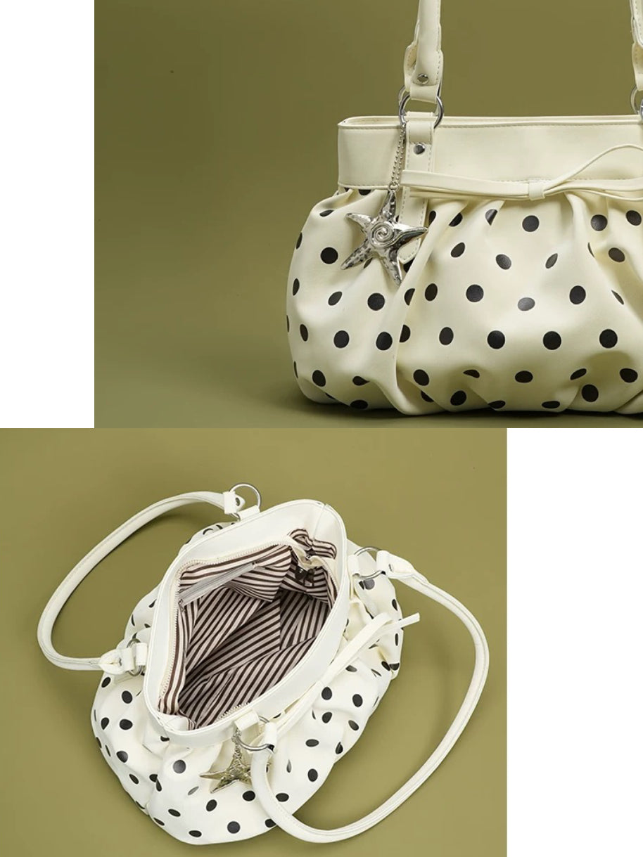 Girly Polka Dot Shoulder Bag with Starfish Charm