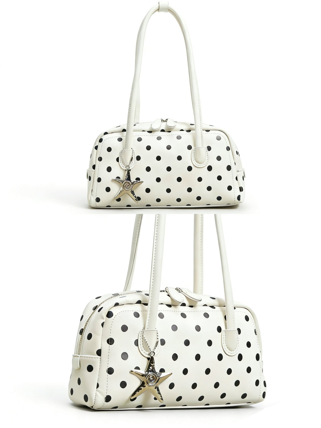 Girly Polka Dots Bag Handbags Shoulder Bag Top Handle Satchel Tote Bag with Starfish Charm