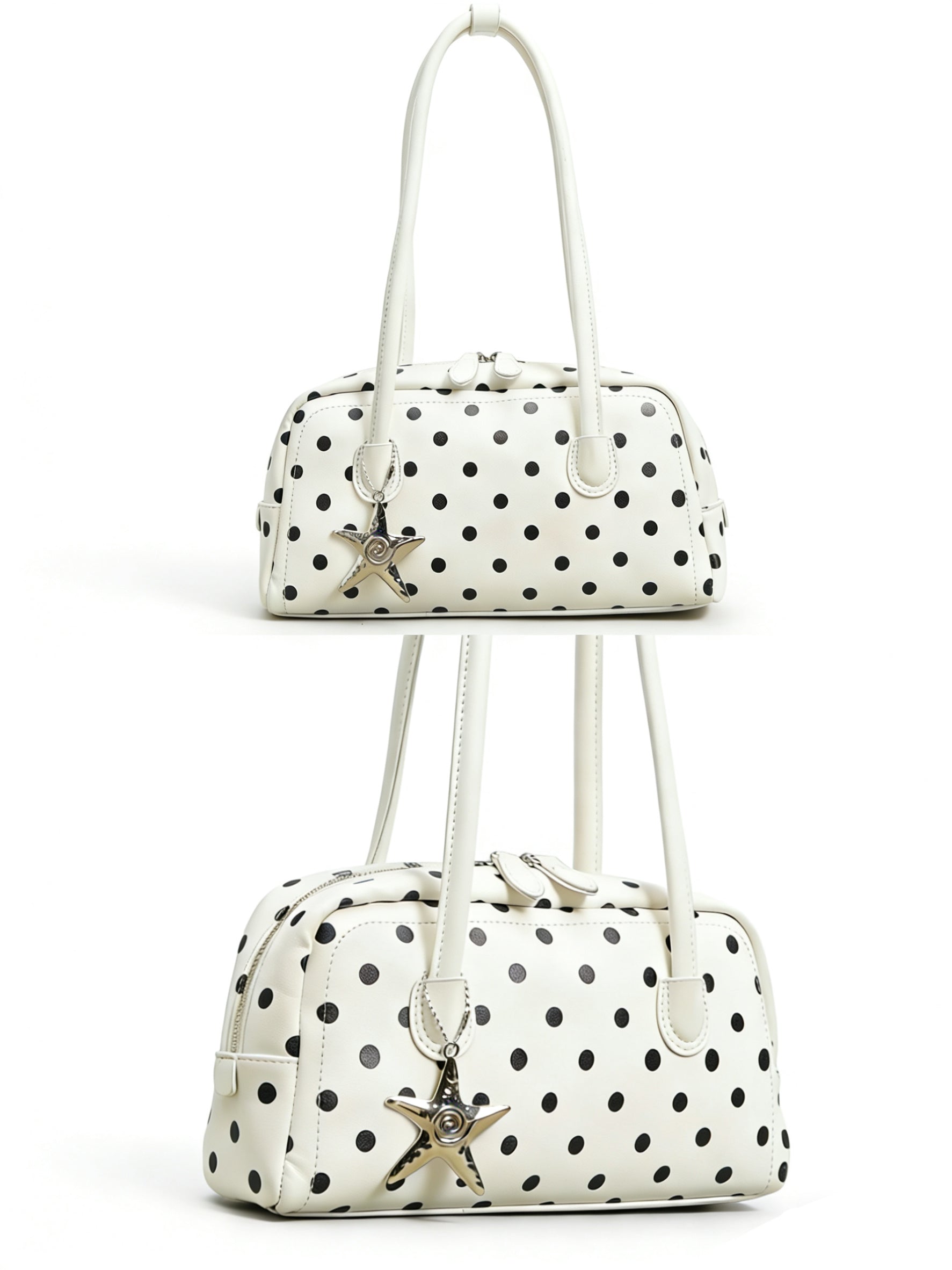 Girly Polka Dots Bag Handbags Shoulder Bag Top Handle Satchel Tote Bag with Starfish Charm