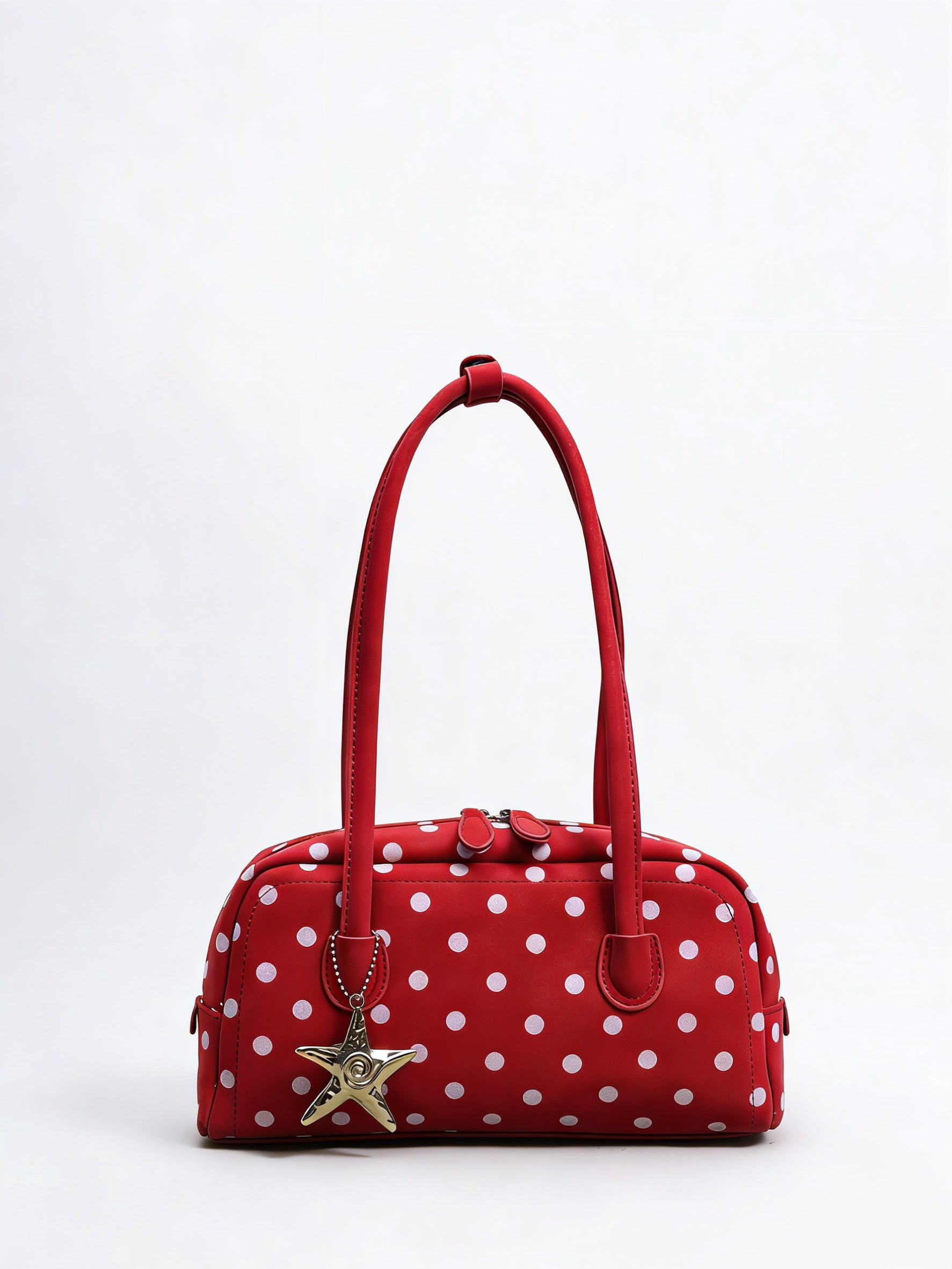 Girly Polka Dots Bag Handbags Shoulder Bag Top Handle Satchel Tote Bag with Starfish Charm