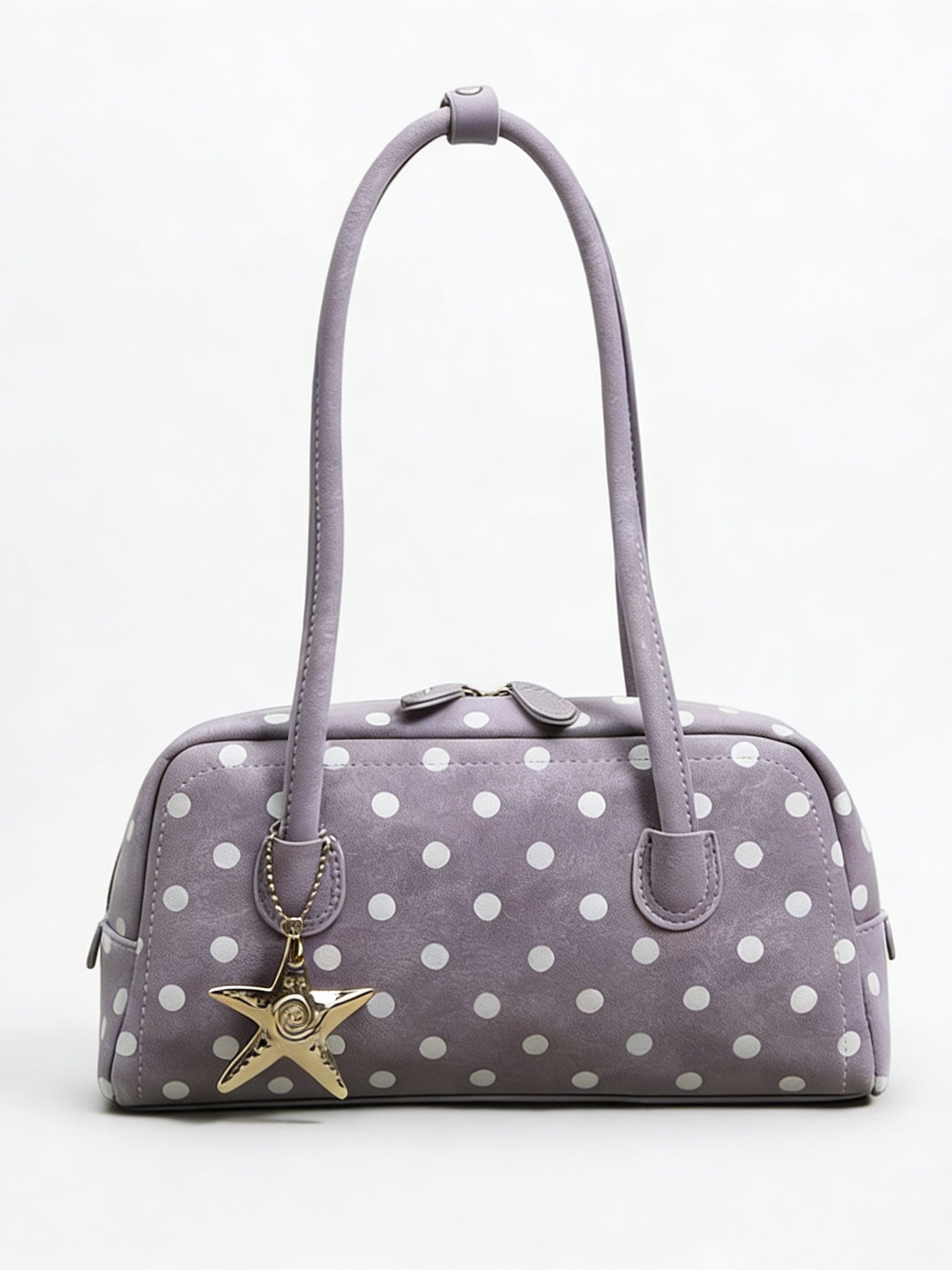 Girly Polka Dots Bag Handbags Shoulder Bag Top Handle Satchel Tote Bag with Starfish Charm