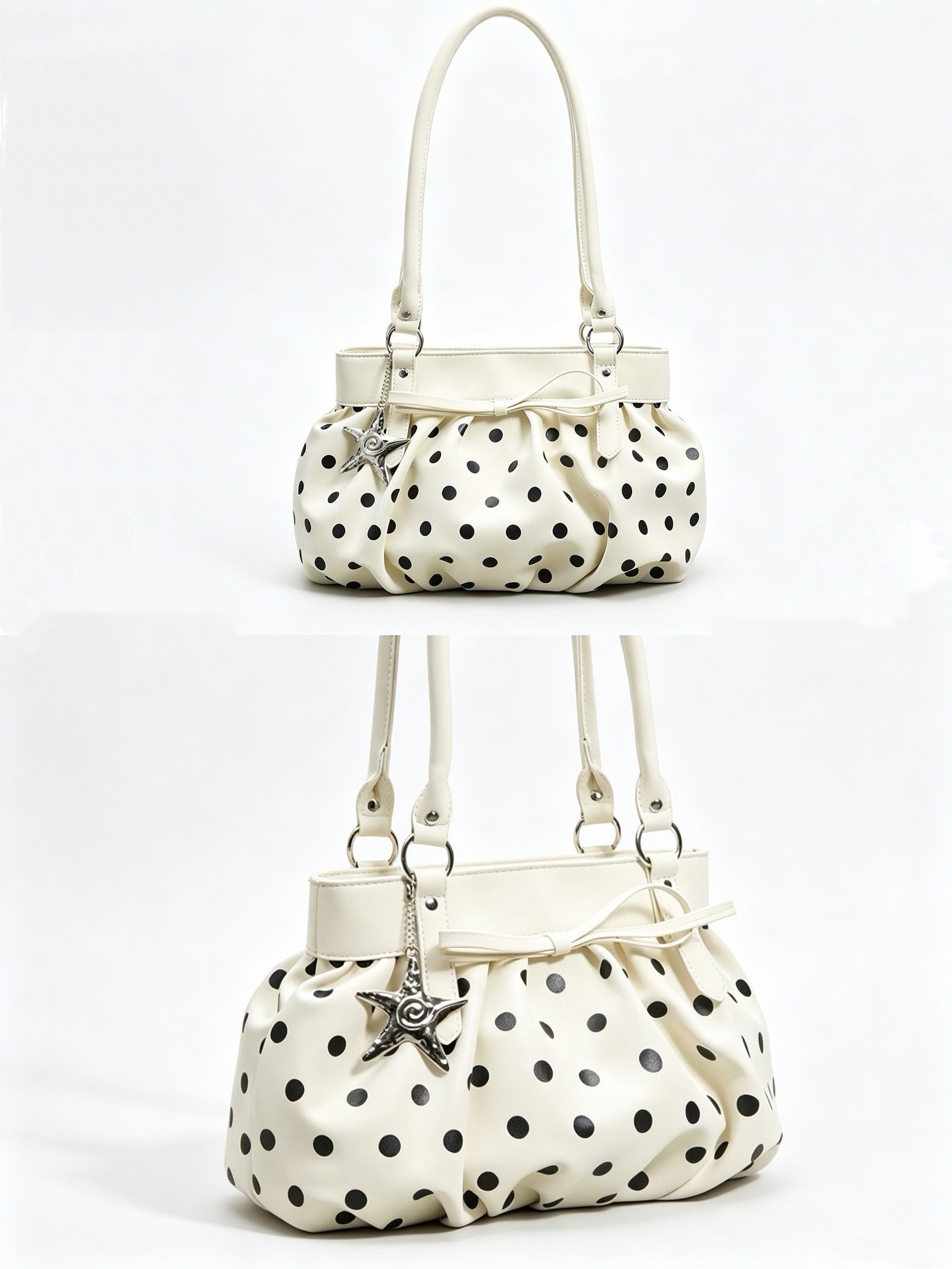 Girly Polka Dot Shoulder Bag with Starfish Charm