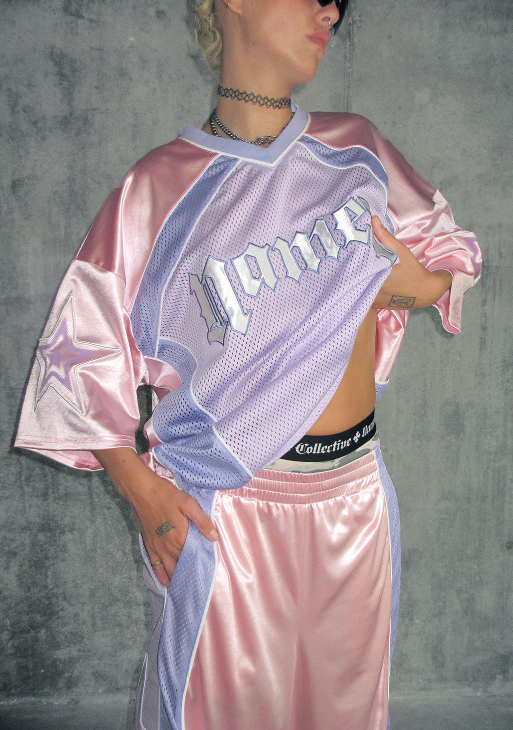 Nth ACTIVE AIRTEX MESH OVERSIZED JERSEY BABY PINK