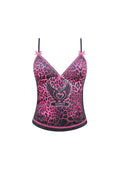 PRIMAL RHINESTONE FITTED CAMI TOP HOT PINK LEOPARD