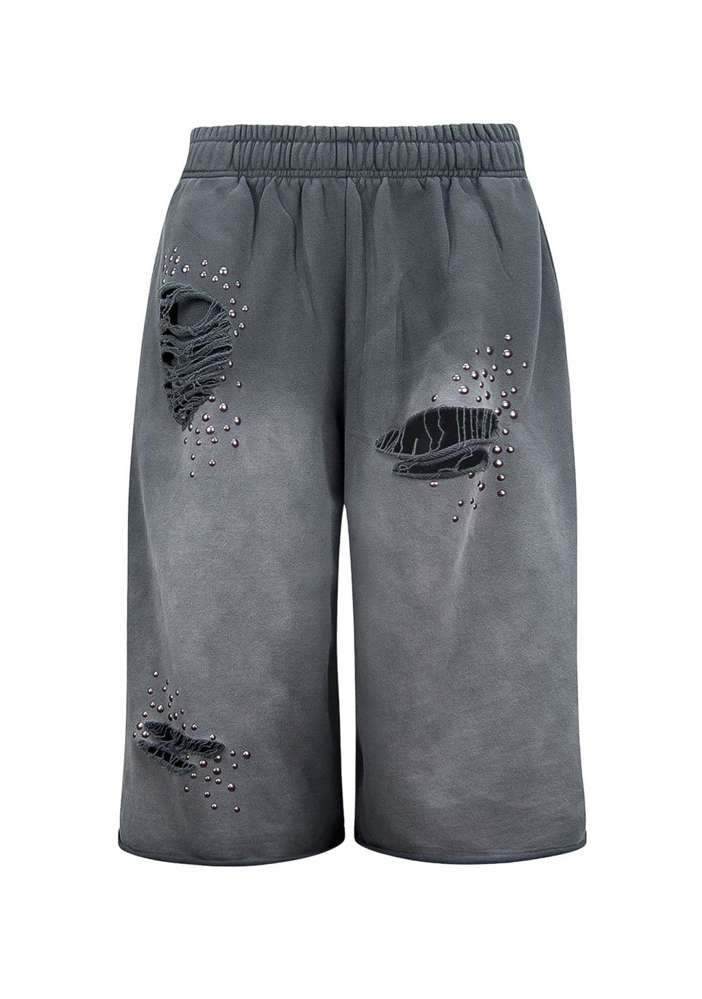 SHADOW STUDDED OVERSIZED SWEATSHORTS WASHED GREY