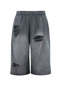 SHADOW STUDDED OVERSIZED SWEATSHORTS WASHED GREY