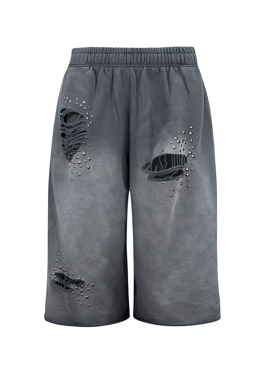 SHADOW STUDDED OVERSIZED SWEATSHORTS WASHED GREY