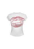 SMOOCH RHINESTONE BABY TEE WHITE