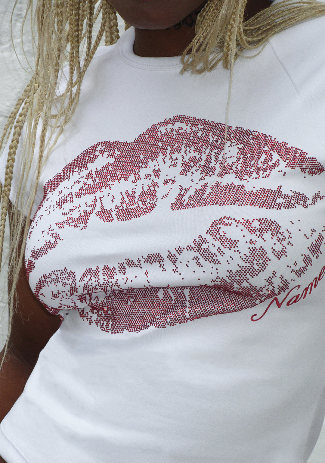 SMOOCH RHINESTONE BABY TEE WHITE