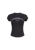 SYSTEM STUDDED SCULPT BABY TEE WASHED BLACK