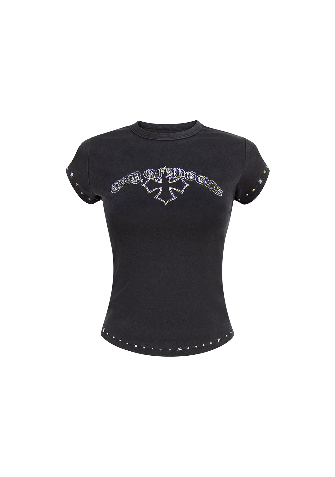 SYSTEM STUDDED SCULPT BABY TEE WASHED BLACK