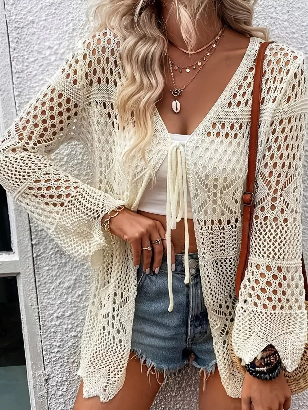 Crochet Tie Front Cardigan