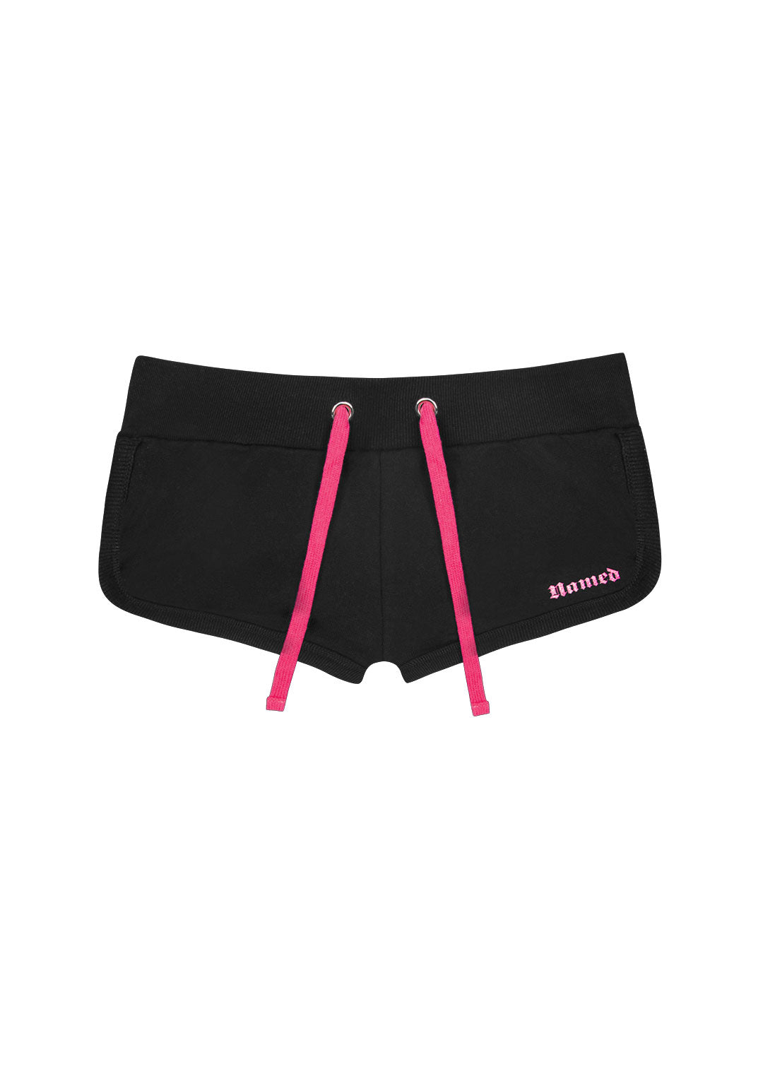 ACCEPTING TIPS RHINESTONE MICRO RACER SHORTS BLACK