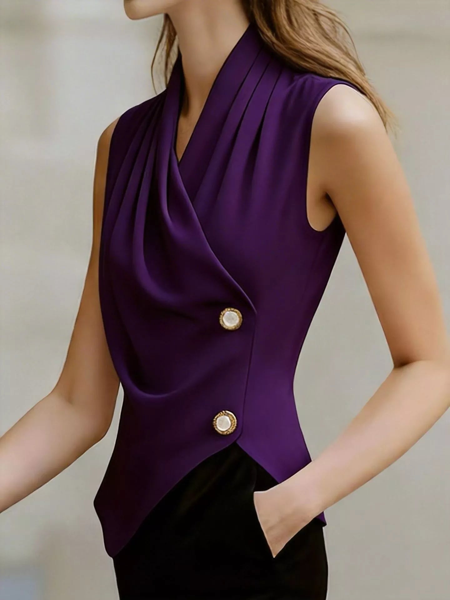 Draped Asymmetrical Tank Top