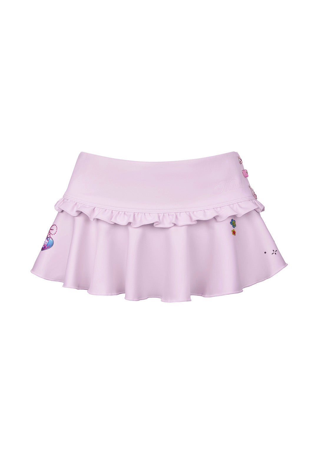CHARM RHINESTONE MICRO SWIM SKIRT BABY PINK
